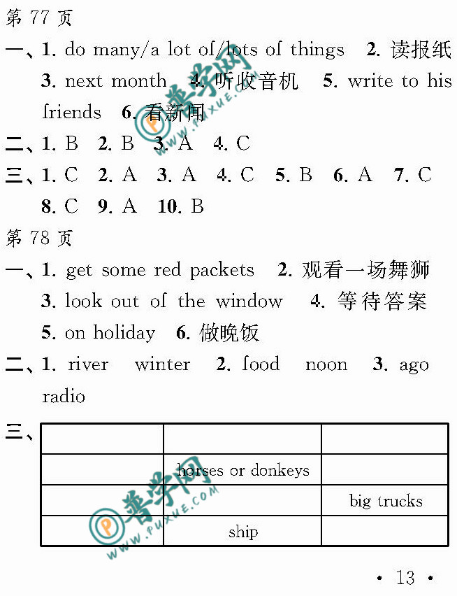2024《快乐寒假每一天》六年级第77~78页参考答案